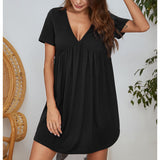 Summer Lady Home Clothes Pajamas Casual Home V Collar Short-Sleeved Cotton Pyjamas Women