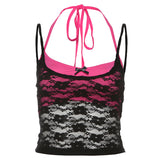 2025WISH Summer New Women's Sexy Mesh Slings Solid Color Hanging Neck Wrapped Two Sets 68HZ