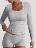Dili Sports Yoga Solid Color Long Sleeve High Bullet Short Dress Set Women's Winter 2025