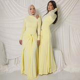 Autumn/Winter 2025 Solid-Colored Long-Sleeved Round-Neck Fashion Sexy Ribbon-Packed Hip Dress