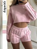 Dili Casual Solid-Colored T-Dressed T-Wearing Shorts Set Women's Clothing 2025 Autumn And Winter