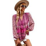 Independent Research And Development Design Temperament Bomichian Holiday Sweater Color Print Four Seasons Shirt Shirt Woman