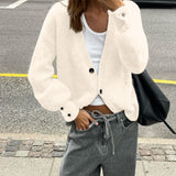 Dili Simple Holiday Button Solid Color Long-Sleeved Sweater Wool Knitted Women's Clothing 2025 Autumn And Winter