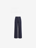 Paris Kiss Retro Color Imitation Denim Fabric Ring Can Not Fade Color Slim High Wisdom Straight Jeans
