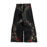 Y2K Flower Embroidered Jeans Men's Street Splicing Design Straight Trousers Loose Trousers Tide 68HZ