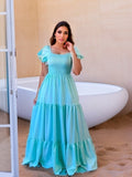 2025 Hot Sales Commuting Solid Color Collar To Pick Up The Stitched Long Dress Dress