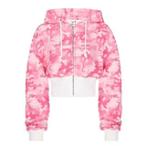 Y2K Camouflage Short Hoodie Hoodie Women Street Hot Girls Trousers Loose Leisure Sports Suit 68HZ