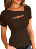 2025 New Products, Irregularly Repairing Short-Sleeved T-Shirt Top Women Women's Clothing