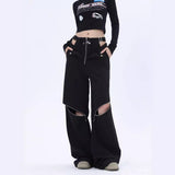 Spice Girls Black Workwear Trousers Y2k Harajuku Wind High Street Zipper Design Sensing Lai Casual Pants 68HZ