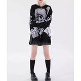 Two-Dimensional Anime Sweater Women In Harajuku Wind Round Knitted Knitted Jersey Hip Hop Dark Women's Clothing 68HZ