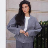 Tide Brand Round Cardigan Sweater Female Y2K Temperament Commuting Style Zipper Coat Loose Catcher Top 68HZ
