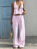 Dili Vacation Vacation Vest Leisure Long Pants Set Women's 2026 Summer