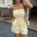 Dili Casual Simple Tectar Wood Ear Shorts Set Women's 2025 Summer