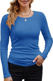 2025 Women's Women's Ribs Cotton Fabric Basic Round Neck Solid Color Long-Sleeved T-Shirt Repair