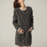 Annual Conference Dress French Retro Round Collar Loose Thin Short Small Xiang Wind Red Dress