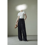 Beauty Wrinkled Vest Backs Thin Three-Dimensional Kinesi V Collar Sleeveless Coat Broad Leg Pants Women Summer Suit