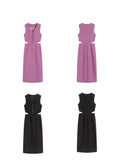 Spring And Summer Dress Gao-Class Temperament Elegant Dress Purple Sleummer Vest Vest Dress Dress Woman
