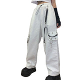 Punk Style Street Trousers Women Hip Jaspan Black Trousers Chain Broad Leg Trousers Hotter Gothic Trousers 68HZ