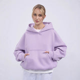 Women's Casual Casual Solid-Color Hoodie Collection Long-Sleeved Short Top Pocket Sweater 68HZ