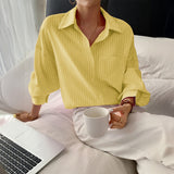 Dili Leisure Vacation Style Simple Striped Long-Sleeved Women's Shirt Women's Dresses Summer 2025