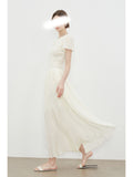 Irregular Strong Texture Silk Silk Cotton Light And Breathable Light And Thin Heavy Industry To Take Folded Flower Buckwl Sleeve Umbrella Dress