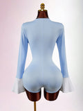 New INS Bump Collar Bow Design Sweet Waist Jump Trousers Jumpsuit Woman