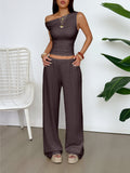 Dili Sports Simple Sleeveless Vest Solid Trousers Set Women's Clothing 2025 Spring And Summer