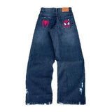 Hot Selling Spider Embroidery Ripped Jeans Men And Women Design Sense Harajian Hip Hops Straight Trousers 68HZ