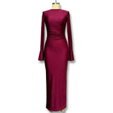 2025 Autumn Collar Horn Sleeve Folded Body To Pack Her Hip Dress Women's Dress