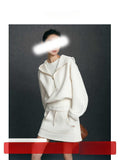 New Sports Tennis Wearing Hooded White Casual Pocket Skirt Set