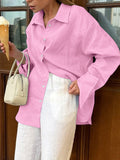 Dili Leisure Vacation Solid Color Long-Sleeved Women's Shirt Women's Clothing 2025 Autumn And Winter