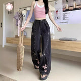 Punk Sweet Cool High-Rise Straight Jeans Women Y2k Subculture New Thin Loose Tug Long Pants 68HZ
