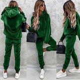 New Casual Ladies Set Solid Color Hooded Hoodie Sweat Trousers Autumn Two-Piece 68HZ