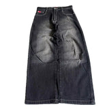 Trendy Black And Gray Jeans Men And Women's Same Y2k High Street Straight Through Broad Legs Loose Trousers 68HZ
