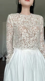 2026 Spring New Women's Fashion Sexy Round Lace Long-Sleeved White Umbrella Skirt Set Southeast Asia
