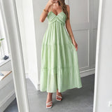 Dilu Leisure Vacation Hanging Neck Half-Permeable Skirt Dress Women's Dress 2025 Summer