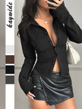 Dili Y2K Hottie Wind Striped Long-Sleeved Women's Top Shirt Women's Clothing 2025 Autumn And Winter