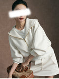 New Sports Tennis Wearing Hooded White Casual Pocket Skirt Set