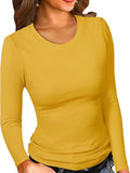 2025 New Women's Modale Ro-Necked T-Shirt Basic Solid Long Sleeve