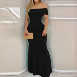Dili 2025 Spring And Summer Temperament Famous Wind Pure Color High Waist Repair Evening Dress Dress Dress Women's Dress