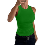 2025 Summer Women's Ribs Small Vest Round Collar Body Type Women's Vest