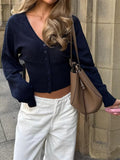 Dili Leisure Commute Button Solid Color Bottom Sweater Knitted Women's Clothing 2025 Autumn And Winter