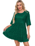 New Burst Fashion Solid Color Loose Waist Short-Sleeved Skirt Dress Banquet Squin Dress