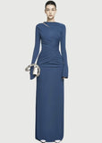 Autumn 2025 New Fashion Temperament Long-Sleeved Elegant Folded Waist High-Sense Dress