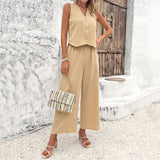 Dili Fashion Women's Clothing 2025 Spring And Summer Leisure Temperament Solid Color Vest Set