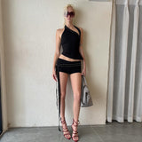 2025 Summer New Fashion Design Niche Slanted Shoulder Repair Trendy Shorts Set Women's Clothing 68HZ
