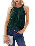 2026 Summer New Solid Color Hanging Neck Female Squine Micro-Bomb Sling Vest