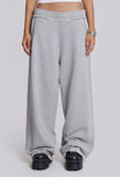 Vintage Gray Trousers Women High-Waisted Loose Thin Haired Side Drag Flooring Casual Pants 68HZ