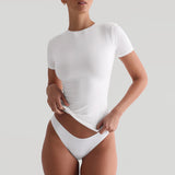 2025 Women's Fashion High-End Feeling Short-Sleeved T-Shirt Y2K Hot Body Sexy Hot Girl Pure Top