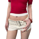 White Babes Shorts Girl Y2k Low-Rise Rivet Denim Summer Super Shorts Slimmed Warm Pants 68HZ
